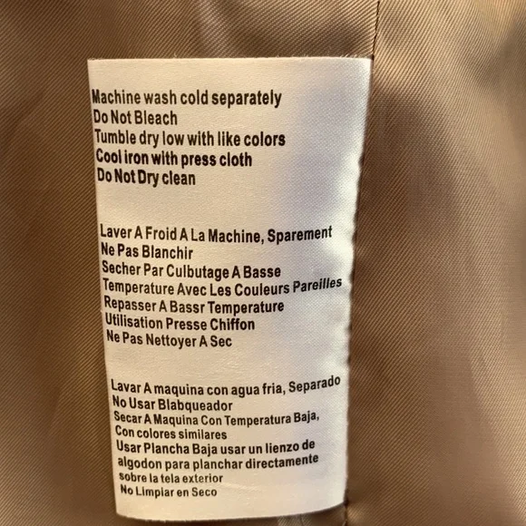 MICHAEL KORS Tan Trench Coat, Medium, pop-collar knee-length w/long buckle belt - Picture 5 of 9